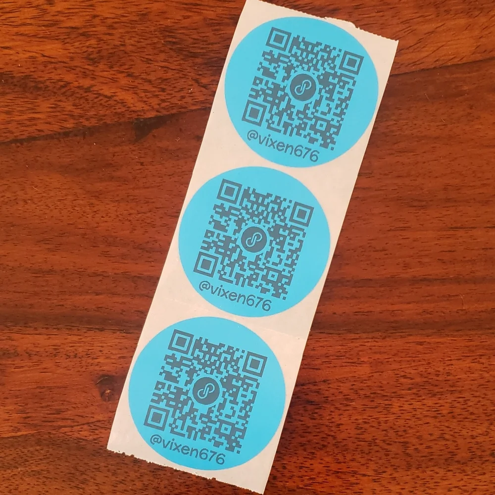 50 CUSTOM QR CODE STICKERS LABELS Turquoise Blue LARGE ROUND TWO INCH - Picture 3 of 4